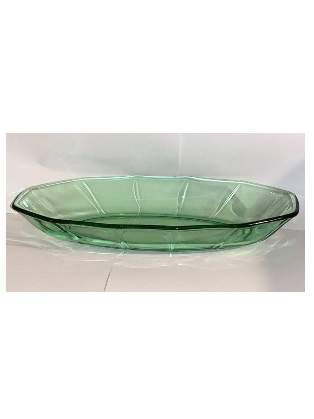 Vintage Relish / Appetizer / Celery Uranium Green Vaseline Depression Glass Dish